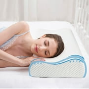 Power Of Nature Memory Foam Contour Pillow Neck Support Cervical Bed Pillow Side Sleeper Relieve Neck Pain with Washable Zippered Soft Cover