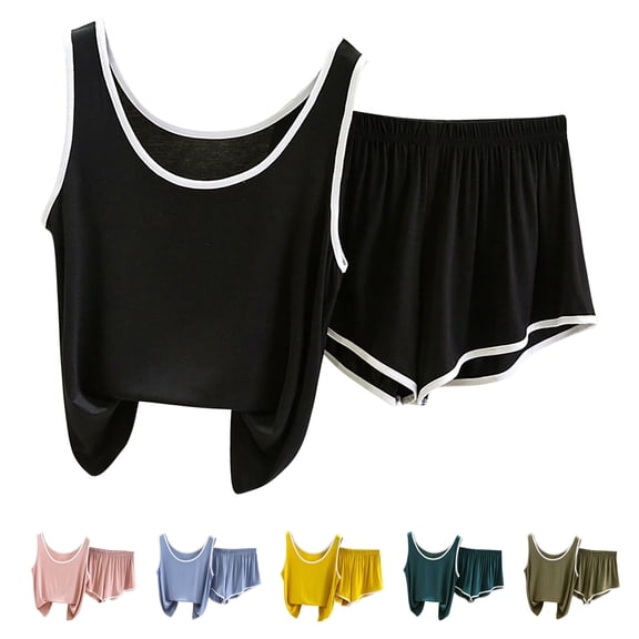 BOVXNPU Pajama Set For Women Womens Pajamas Set 2 Piece Soft Tank Top and Shorts Sleepwear Set Women Sleepwear