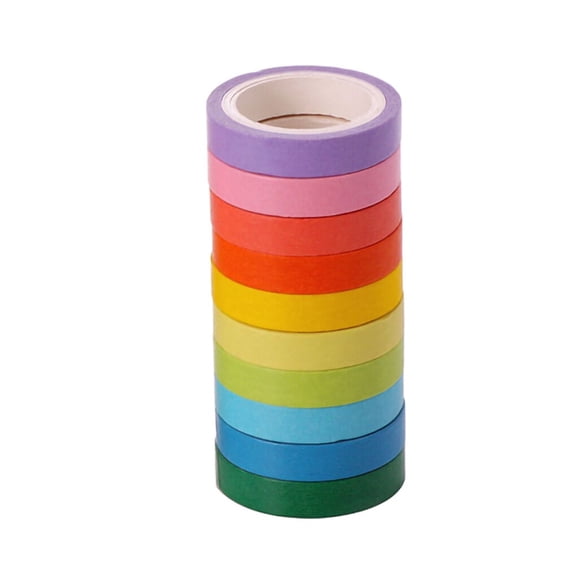 10 Piece Japanese Washi Masking Tape Set, Solid Color Decorative Tape for Crafting and Decorating, TIKA
