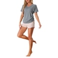thumbnail image 2 of INSPIRE CHIC Women's Pajama Tops Soft Comfy Pajama Shirts V-Neck Short Sleeve Sleep Tops M Grey, 2 of 5