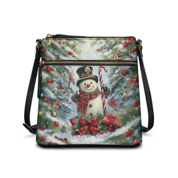 ZUXONGSY Snowman Christmas Tree Print Shoulder Handbag for Women Waterproof Crossbody Bag Mini Satchel with Adjustable Wide Strap for Daily Use Shopping
