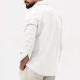 thumbnail image 3 of WTOBBY Men's Casual Long Sleeve Shirt Cardigan Style Double Pocket Button Front Comfortable Stretch Fabric Daily Wear Workwear Utility Top,White M, 3 of 7