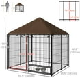thumbnail image 3 of PawHut 4.6' x 4.6' x 5' Outdoor Dog Kennel with Canopy, Rotating Bowls, 3 of 10