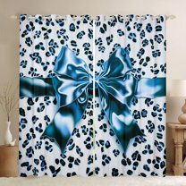 Feelyou Blue Bowknot Curtains Pack of 2 (42x84 Each), Leopard Print Curtains Blackout