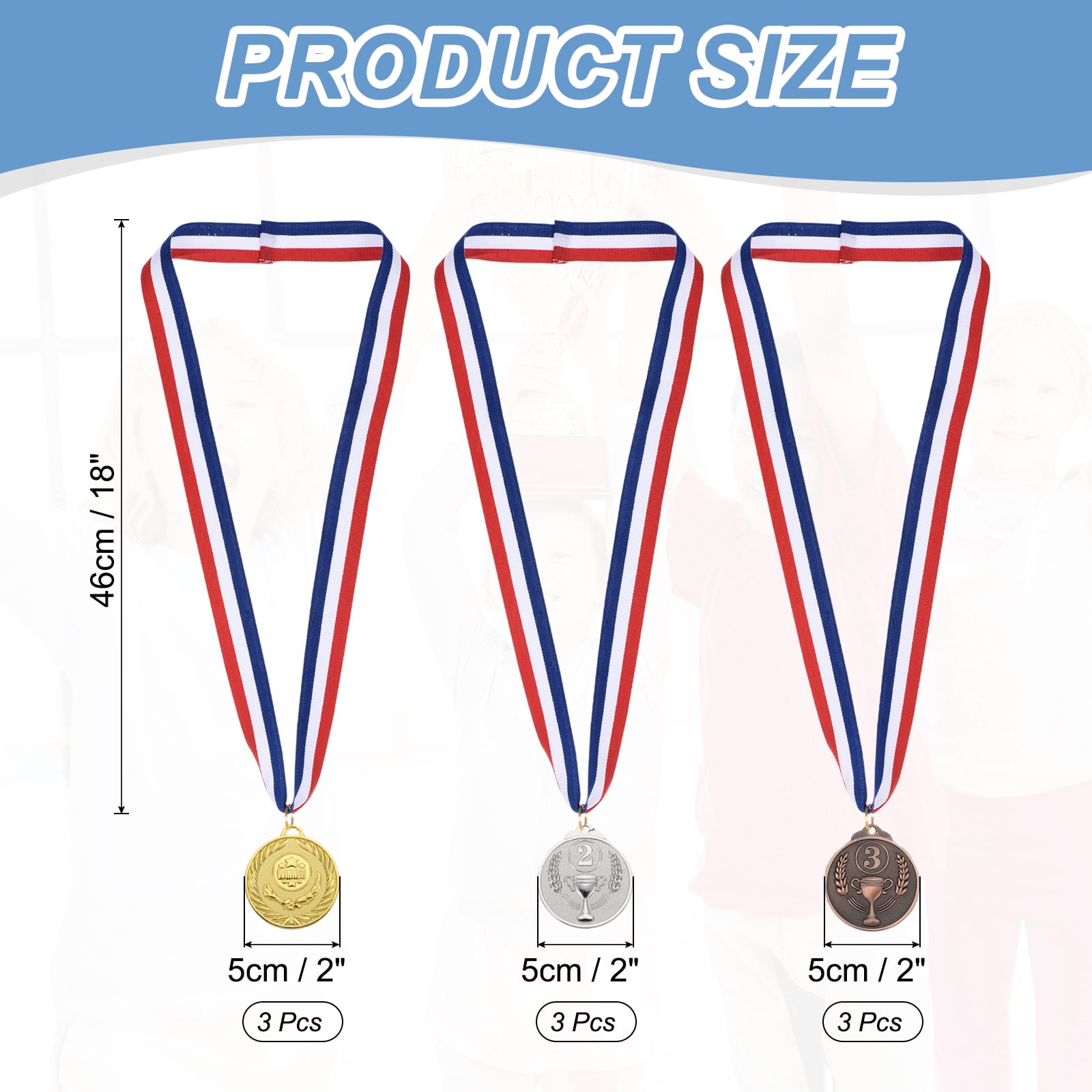 Uxcell Award Metals, Prize Medals Trophy Winner Medals with Neck Ribbon Multicolor