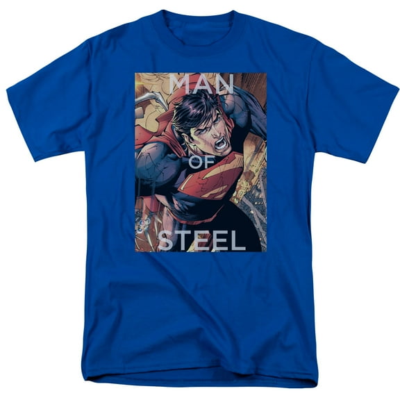 Superman Flight Of Steel Adult 18/1 T-Shirt Royal Blue