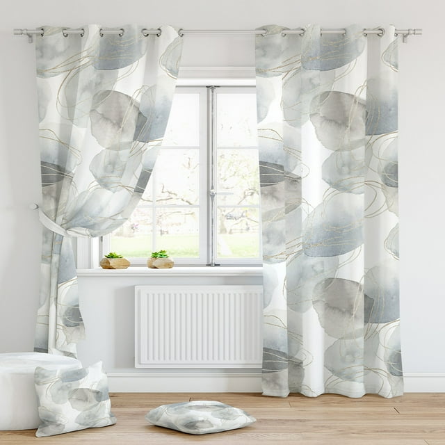 MAWCLOS Rideaux Protection UV Rideaux Écoénergétiques 2 Pcs Rideau de Fenêtre d'Intimité Isolé Thermiquement 2 Pcs Panneaux Épais Unis Occultant Marbre Marble-17 L:30 Pouces x H:65 Pouces *2 Panneaux