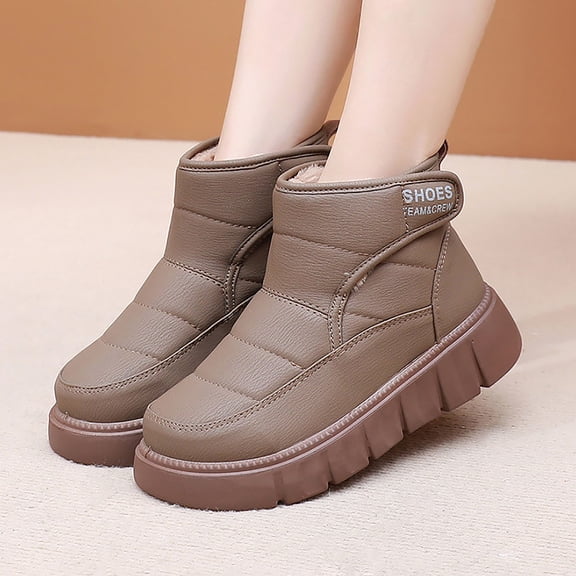 Wowcloth Women's Snow Boots – Fleece-Lined Thickened Thermal Platform Round Toe Comfortable Casual Short Shaft for Winter Outdoor Wear