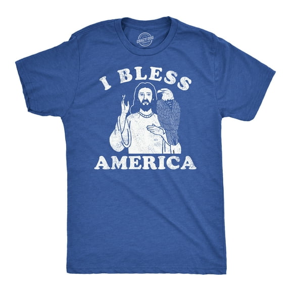 Mens Funny T Shirts I Bless America Sarcastic Jesus Graphic Tee for Men Graphic Tees