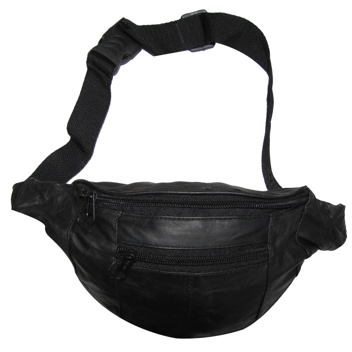 Black Bumbag Money Belt Real Leather Waist Mobile Pouch 1004 