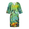 thumbnail image 5 of Robes pour Femmes 2024 Été Surdimensionnée Décontractée Ample Coton Lin Manches Courtes Col Rond Robe Manches Courtes Col Rond Robe Rabais de 50 % Liquidation!, 5 of 5