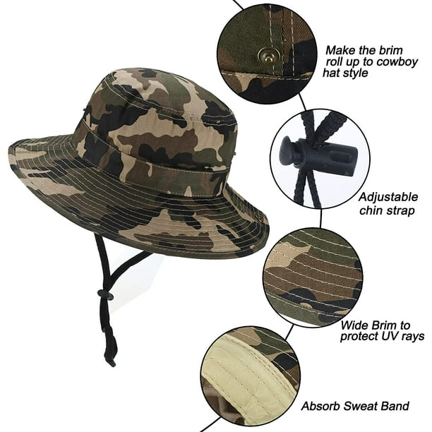 Kids Sun Hat Bucket Boys Camo Camouflage Hats Safari Fishing-Hat Boonie Cap  for Boys Girls Outdoor 