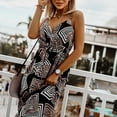 thumbnail image 4 of EQWLJWE Robes pour Femmes Robes pour Femmes 2023 Mode Femmes Col en V Boho Imprimé Bretelles Manches à Lacets Robe de Vacances Longue Jupe, 4 of 9