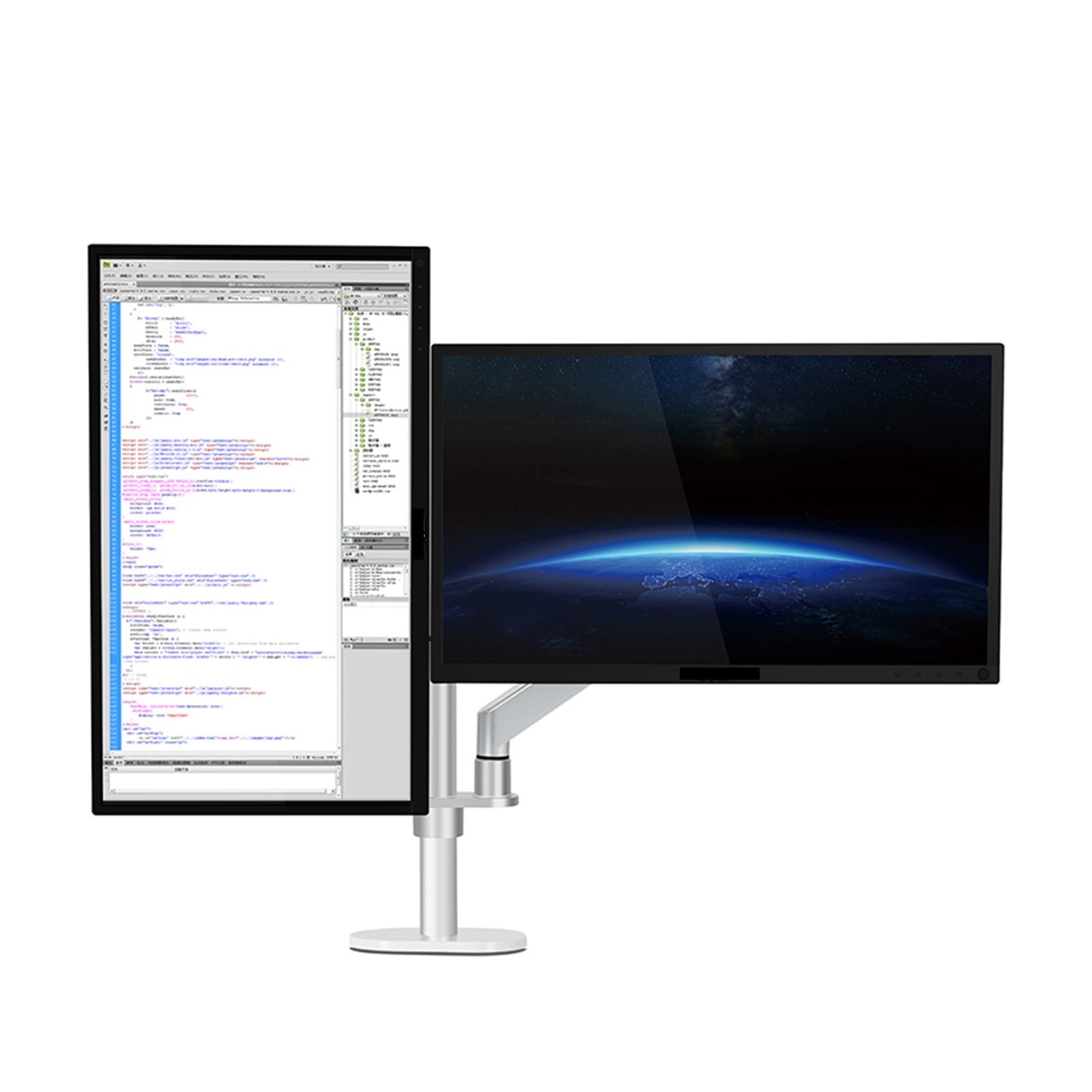 Desktop 17-32 Inch Dual Monitor Mount Arm Full Motion Aluminum Monitor Holder Gas Spring Arm Load 2-8kgs Each ,Easy Setup