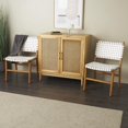 thumbnail image 2 of DecMode Leather Handmade Woven Dining Chair with Teak Wood Frame, White, 2 of 8