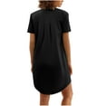 thumbnail image 4 of Elvqul Solid Nightgowns for Women Short Sleeve Summer Loungewear Black Holiday Button up Nighty Nightgowns, 4 of 7
