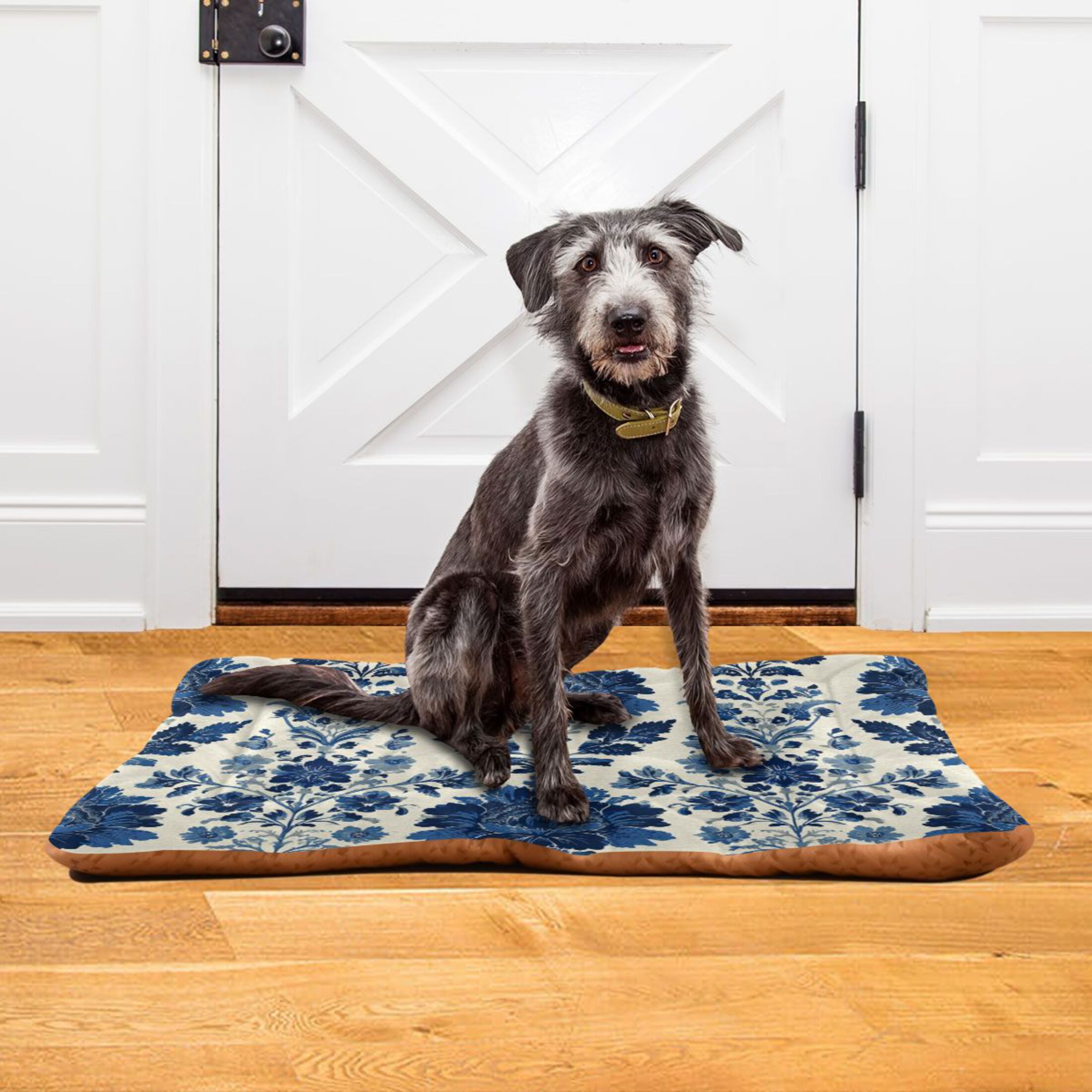 Cozy Mat Pet Bed Indoor Outdoor Warm Soft For Cat Dog Puppy(S/M) Blue Damask