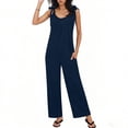 thumbnail image 2 of Sentmoon Plus Size Jumpsuit Sleeveless Crew Neck Womens Rompers and Jumpsuits Solid Color Pleated Regular Fit Overall Dress for Women Summer for Work and Weekend S-2XL, 2 of 7