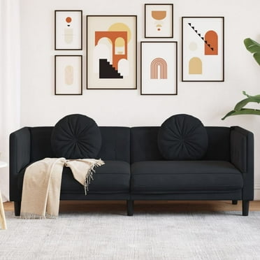 vidaXL Sofa with Cushions 3-Seater Black Velvet