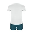 thumbnail image 5 of 2 Piece Pajamas Set Modal Cotton Short Sleeve V Neck Top with Ruffled Shorts Womens Soft Pjs Outfits Loose Sleepwear (XL, White+Green), 5 of 6