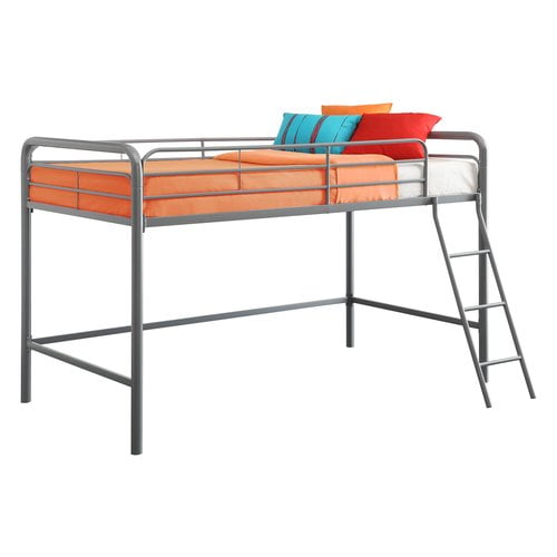 Twin Size Junior Loft Bunk Bed Space Saver Silver Sy Metal Kid Dhp Twin Size Junior Metal Loft Bed W Space Under Fits Study Desk Dresser Silve