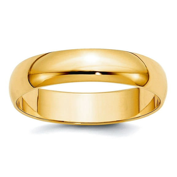 10k Yellow Gold Solid Polished Lightweight 5mm Ltw Half Round Band Size 4 Ring Ring for Women and Men