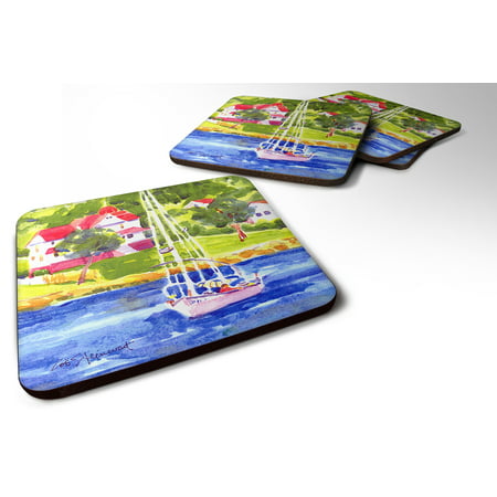 Set of 4 Sailboat on the lake Foam Coasters (Best Small Sailboat For Lakes)