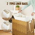 thumbnail image 4 of Laundry Hamper with Wheels&Lid, 130L Large 3 Sections Clothes Hamper with 2 Types Removable Liner Bags, 5 Mesh Laundry Bags, Handwoven Divided Laundry Basket for Clothes, Natural, 4 of 6