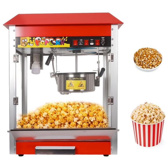 8 Oz Kettle Commercial Popcorn Popper Machine,for 48 Cups per Batch Popcorn Machine,Automatic Popcorn Maker with 3-Switch Control for Cinema
