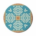 thumbnail image 1 of Folk Mouse Pad for Computers, Nordic Style Square Ornament with Snowflake Like Motif, Round Non-Slip Thick Rubber Modern Gaming Mousepad, 8" Round, Sea Blue Sand Brown, by Ambesonne, 1 of 2