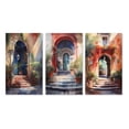 thumbnail image 2 of Designart "Rustic Stairway Welcoming Cottage Entry III" Farm Wall Art Set Of 3 - Country Red Canvas Set For Living Room Decor, 2 of 6