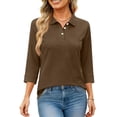 thumbnail image 5 of HAJWOH Womens Uniforms Tops for Work Short Sleeve Uniforms Dressy Casual Button Down T-Shirt 2026 Spring New with Collar Golf Polo Shirt Comfortable Clothes Brown XL, 5 of 5