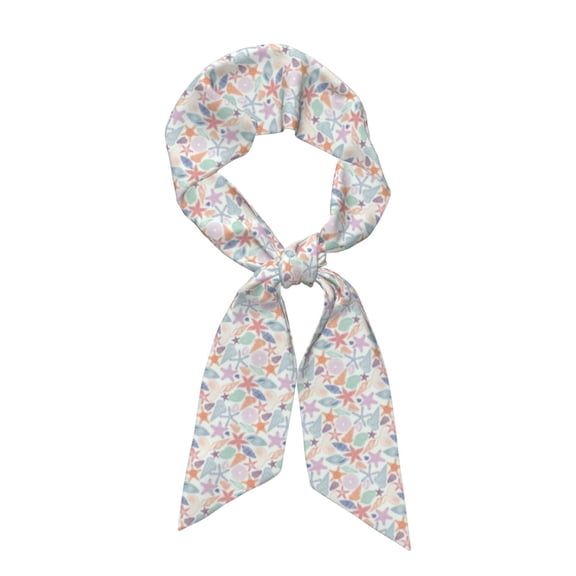 Xecao Colorful Seashells Pattern Large Satin Head Scarf - Satin Hair Scarves Silk Bandana Scarf Headscarf Silk Feeling Scarf for Women