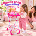 thumbnail image 6 of JoyStone 3-in-1 Baby Doll Stroller Set with 12" Talking Doll, Foldable Stroller, High Chair, Doll Bed, 2 Storage Bags & Feeding Accessories, Doll Care Nursery Playset for Kids, 6 of 8