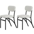 thumbnail image 4 of Sillas de comedor modernas tapizadas en tela bouclé - Patas metálicas arqueadas, apilables y asiento cómodo - Estilo contemporáneo para cocina, comedor o sala - Blanco giratorio, set de 2, 4 of 7