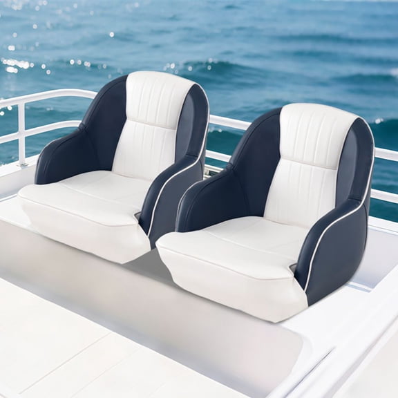 Chateauy Captain Bucket Pontoon Boat Seat with PVC Leather and Armrests, Waterproof Marine Boat Chair for Fishing Vessel