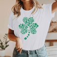 thumbnail image 4 of St Patricks Day Shirts for Women Glitter Shamrock Print 3/4 Sleeve Tops Crewneck Pullover Blouse Lucky Clover Tshirt, 4 of 5