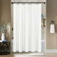 thumbnail image 2 of Biscaynebay Fabric Shower Curtain or Liner 72" by 72", Ivory Water Repellent Damask Stripes Bathroom Curtains Machine Washable, 2 of 18