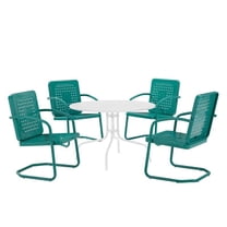 Afuera Living 5-Piece Metal Outdoor Dining Set in Turquoise Gloss/White