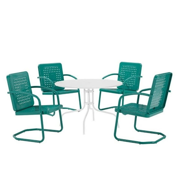 Afuera Living 5-Piece Metal Outdoor Dining Set in Turquoise Gloss/White