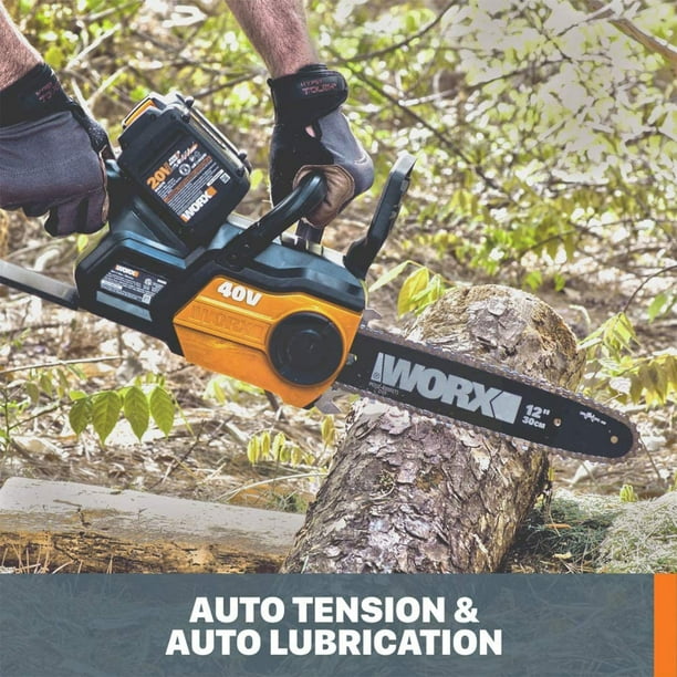 WORX WG381 12 Inch Cordless Power Chainsaw with Auto Tension