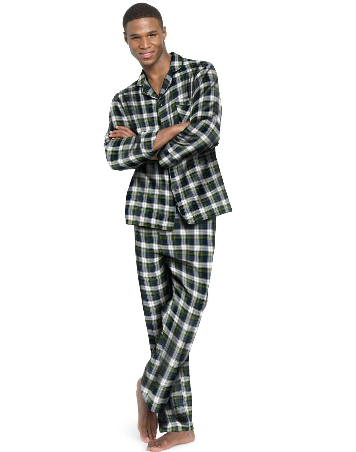 Hanes Mens Flannel Pajamas, M, Green Plaid | Walmart Canada