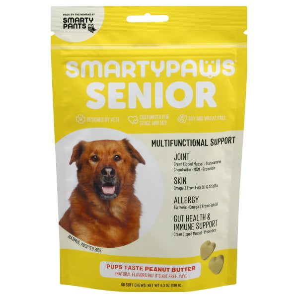 SmartyPaws Senior Formula Soft Chew Dog Supplement, Peanut Butter ...