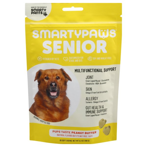 SmartyPaws Senior Formula Soft Chew Dog Supplement, Peanut Butter