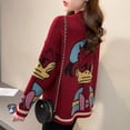thumbnail image 5 of 2021 New Retro Jacquard Cardigan Sweater Jacket Female Spring Loose Jacket Lazy Style Thick Knitted Cardigan Button Winter Women, 5 of 5