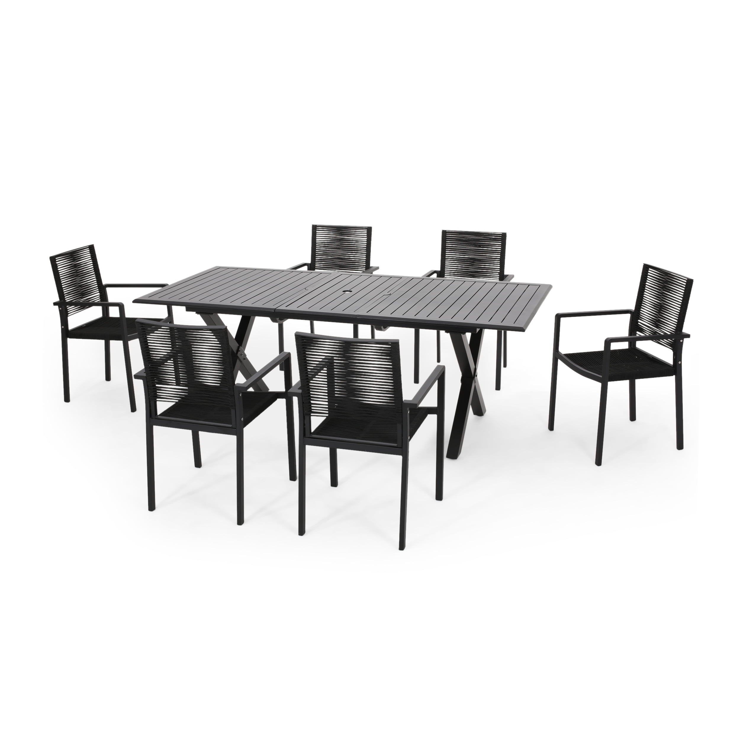 Layni Outdoor Modern 6 Seater Aluminum, Modern Outdoor Dining Set For 6