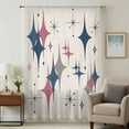 thumbnail image 2 of Red Blue Diamond Semi Sheer Curtains Drapes for Living Room,Bedroom,French Doors Window 108 Inches Long,Modern Geometric Middle Century Beige Rod Pocket Chiffon Curtain Drapery Voile Draperies Panel, 2 of 8