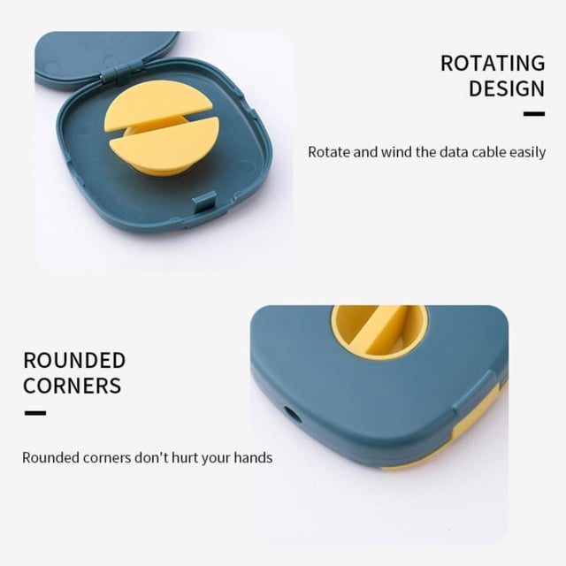 Organisateur de Câbles Enrouleur de Câble USB Support d'Enrouleur de Câble Organisateur Enrouleur de Câble Charge USB Bobine de Cordon de Forme Carrée Bobine de Cordon d'Écouteurs, Jaune