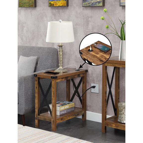 Convenience Concepts Durango Chairside Table with Charging Station, Multiple Finishes