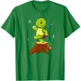 thumbnail image 5 of Cute Funny Green Dancing Turtle Tortoise on Brown Tree Root T-Shirt, 5 of 10